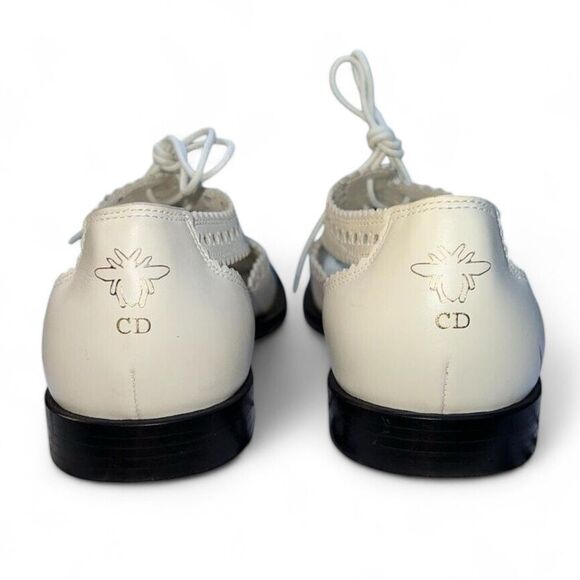 DIOR Teddy-D Derby Off White Cut-Out Accent Calf-Skin Oxfords Size EU37 D - Picture 8 of 12